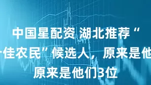 中国星配资 湖北推荐“全国十佳农民”候选人，原来是他们3位